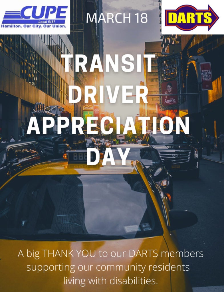 Transit Driver Appreciation Day CUPE Local 5167