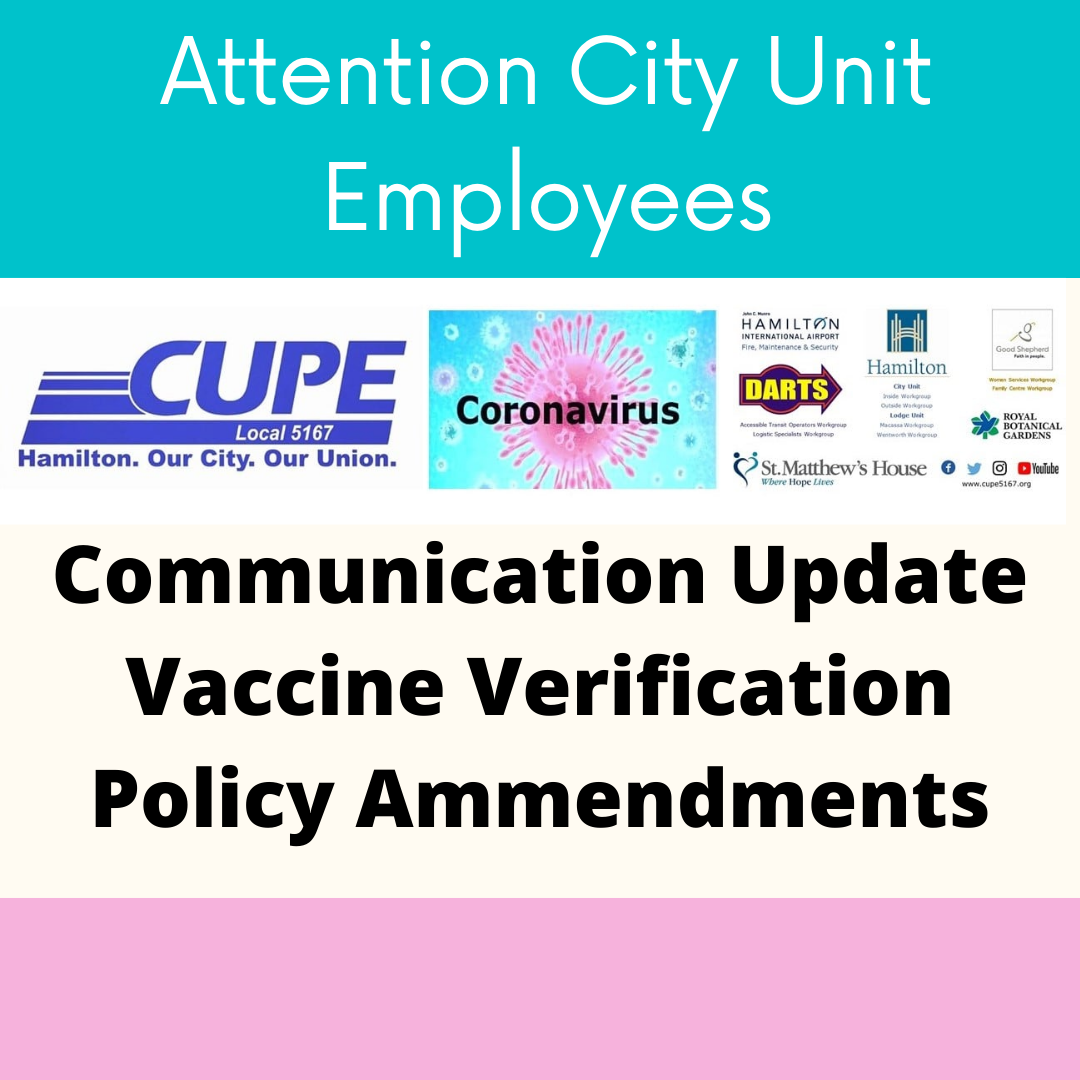 Hamilton Our City Our Union Cupe Local 5167