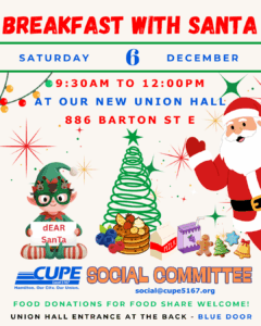 BREAKFAST WITH SANTA @ CUPE Local 5167 Union Hall